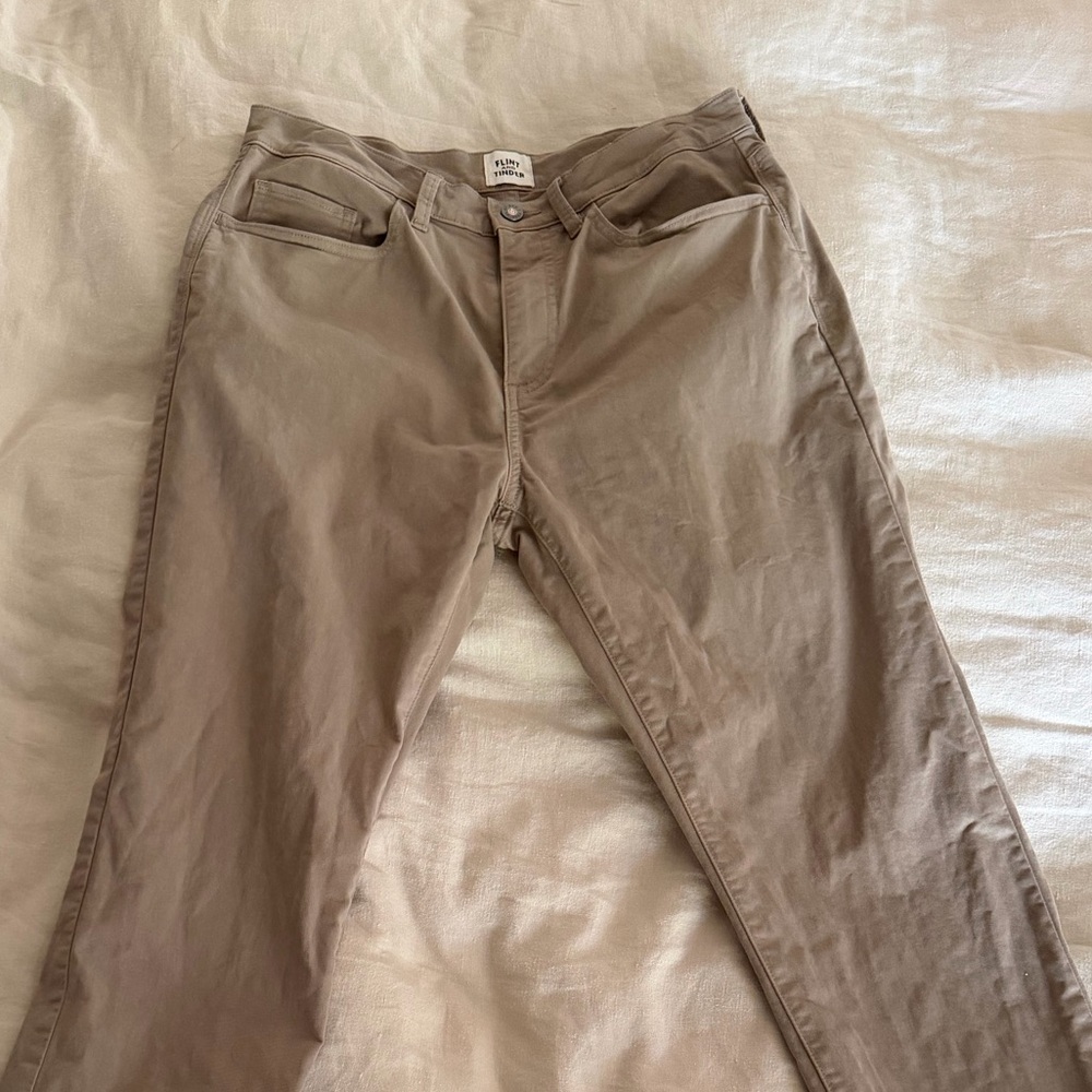 Flint & Tinder Pants Mens Khaki 365 5 Pocket Tapered Fit Chino Huckberry 30x30